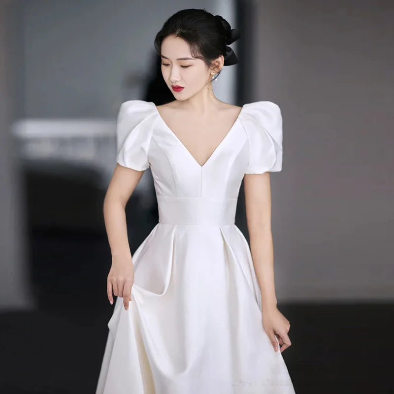 Homecoming Dresses: Wedding Dresses for Bride Elegant V Neck Long Prom Evening