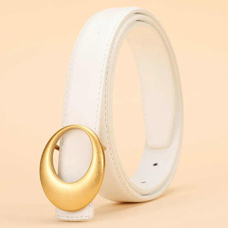 Fashionable women's belt; cowhide leather belt for women; versatile decoration with a high-end feel; trendy Korean-style