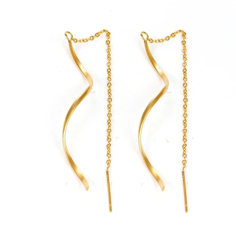 Accessories for Women Long Tassel Threader Earrings for Women Wave Shaped Simple Long Chain Earring Wedding Party Jewelry Gift