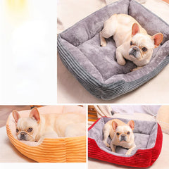 Plush Dog Bed Rectangle Kennel Cat Puppy Sofa Bed Pet House Winter Warm Beds