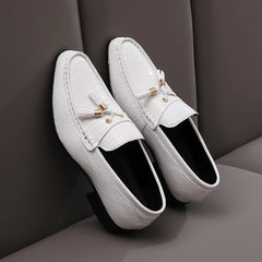 Business Casual Tassels Leather Shoes For Men Trendy Red Elegant