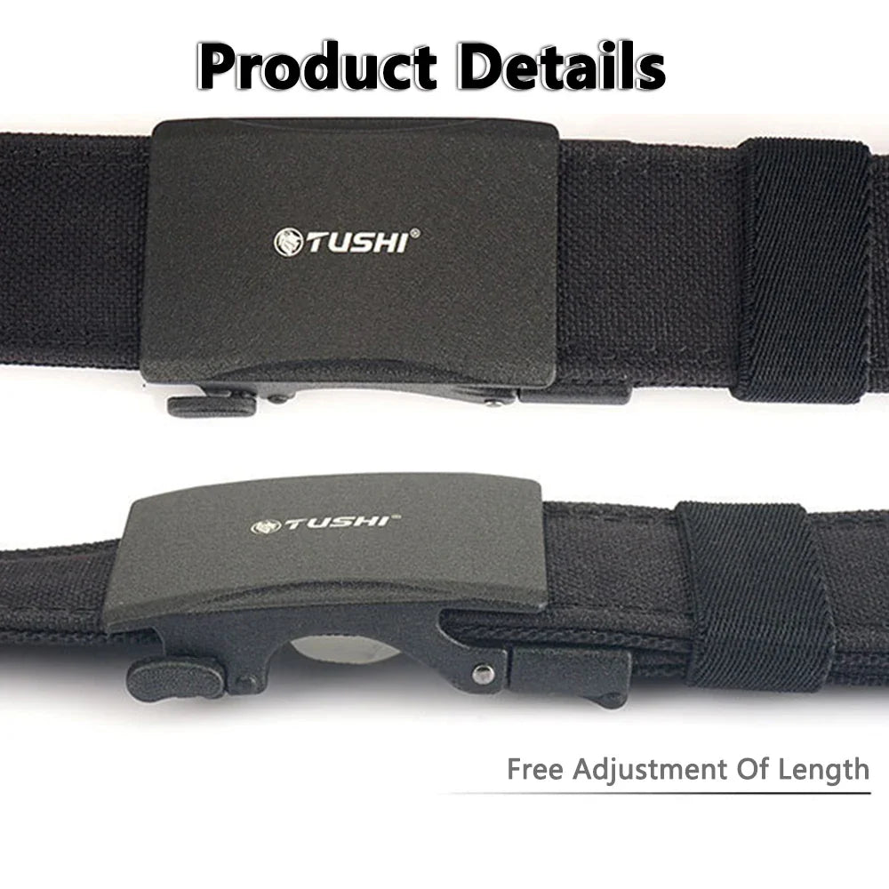 TUSHI New Stiff Tactical Belt for Men Metal Automatic Buckle Military Police Duty Belt 1100D Nylon Gun Belt Casual Girdle Male