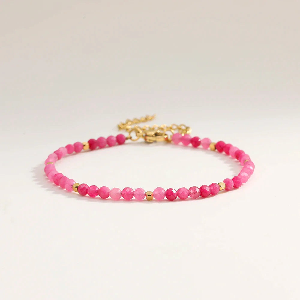 3mm Faceted African Turquoise Nature Stone Beaded Bracelet For Women With 18k gold plated Stainless Steel Square Beads Jewelry