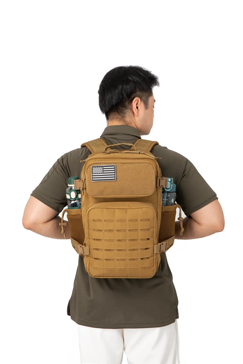 25L Tactical Backpacks for Men survival Laser Cut Molle Daypack Small Bug Out Bag Gym Hking Rucksack with Dual Cup Holders