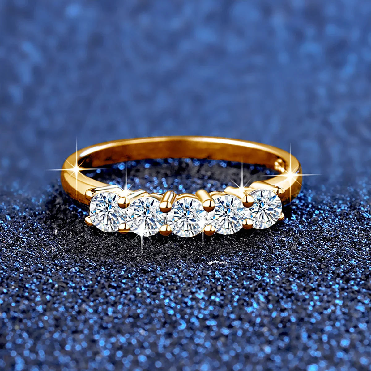 5pcs Stones Moissanite Diamond Ring for Woman Silver 925 100% Rose Gold Plated Fine Jewelry with Certified Engagement Gifts