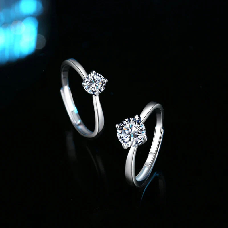 NEW 100% Real Moissanite Ring D VVS1 Pass Diamond Test Pen Adjustable Size S925 Sliver GRA Certificate Wedding Rings for Women