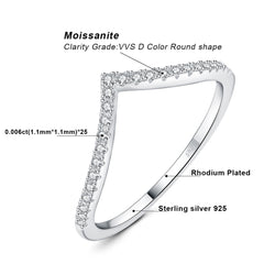 Silver V Shape Stackable Wedding Ring for Woman Yellow Rose Gold Plated