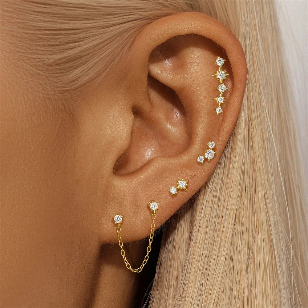 ROXI 925 Sterling Silver WaterDrop/Flower/Pearl Earring Set For Women 18k Gold Plated 3 piece Earring Party Jewelry Gifts