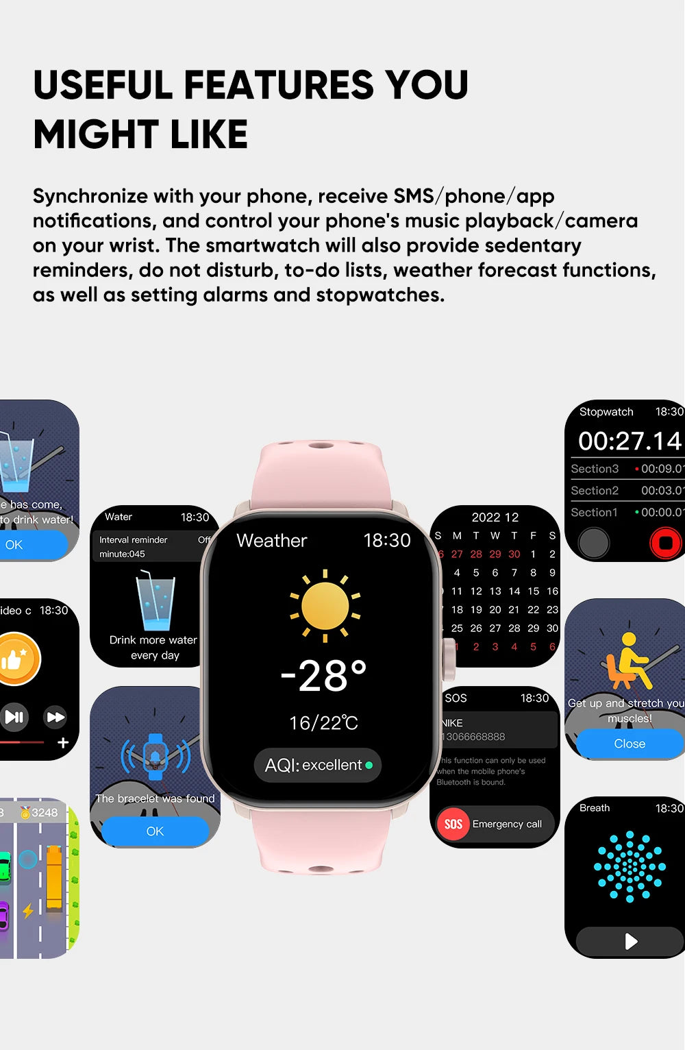New BOXUXING Watch 5 Global Version Men Women HD AMOLED Screen Heart Rate Bluetooth Call GPS Track Waterproof Sports Smart Watch