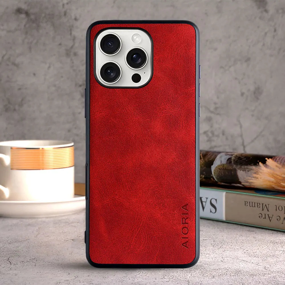 Case for iPhone 15 16 14 13 12 11 Pro Max Plus Mini coque Luxury Vintage leather cover funda for iphone 16 pro max case capa