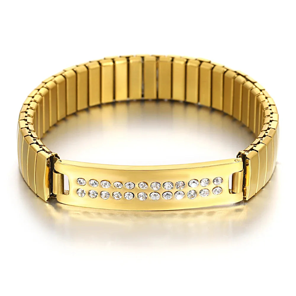 Freetry 18K Gold Plated Stainless Steel Adjustable Bracelet Fashion Elastic Metal Bracelet Trendy Jewelry Accessories Official