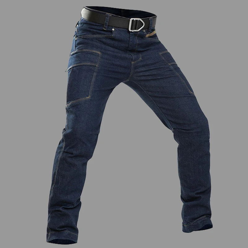 Tactical Jeans Men Commuter SWAT Combat Denim Pants Male Multi-pocket