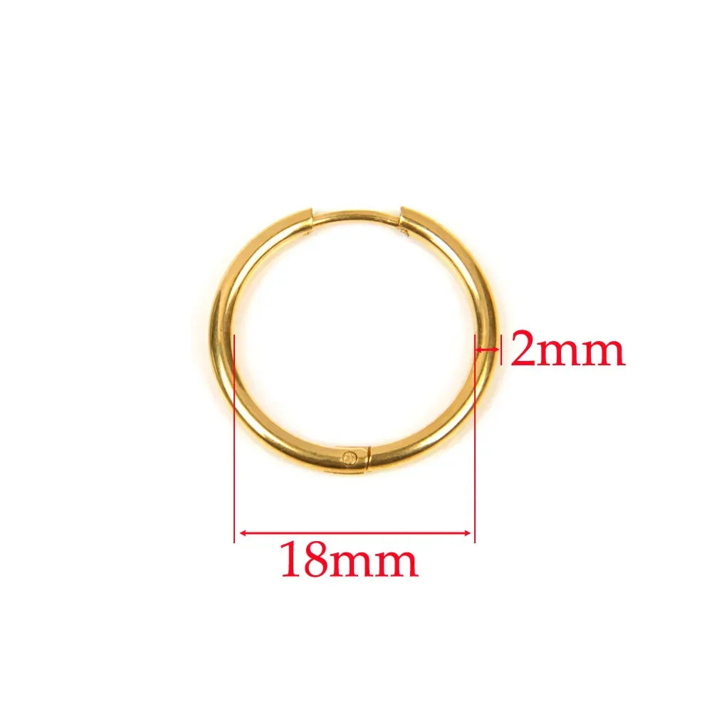 10pcs 316L Stainless Steel Hoop Earrings Women Men Punk Hiphop Circular Ear Buckle Ring Jewelry Gold Color Accessories Wholesale