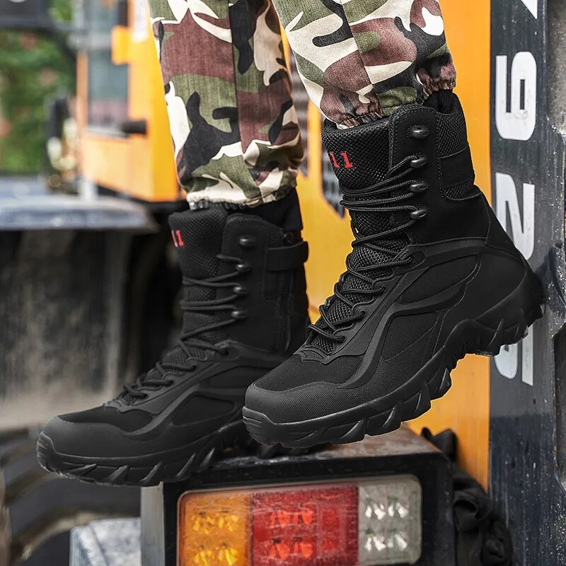 Mens Military Boots Outdoor Hiking Work Shoes Men Rubber Boots Desert Combat Boots