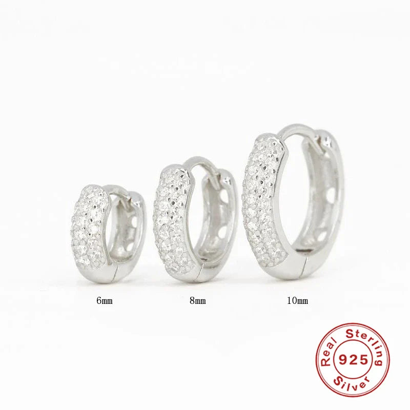 ROXI Half Side Zircon Crystals Hoop Earrings for Women Girls 925 Sterling Silver Jewelry Huggie Earrings Pendientes Plata 925
