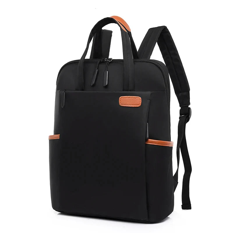Laptop backpack with multiple pockets, adjustable shoulder straps, zipper closure, multi-purpose, school backpack
