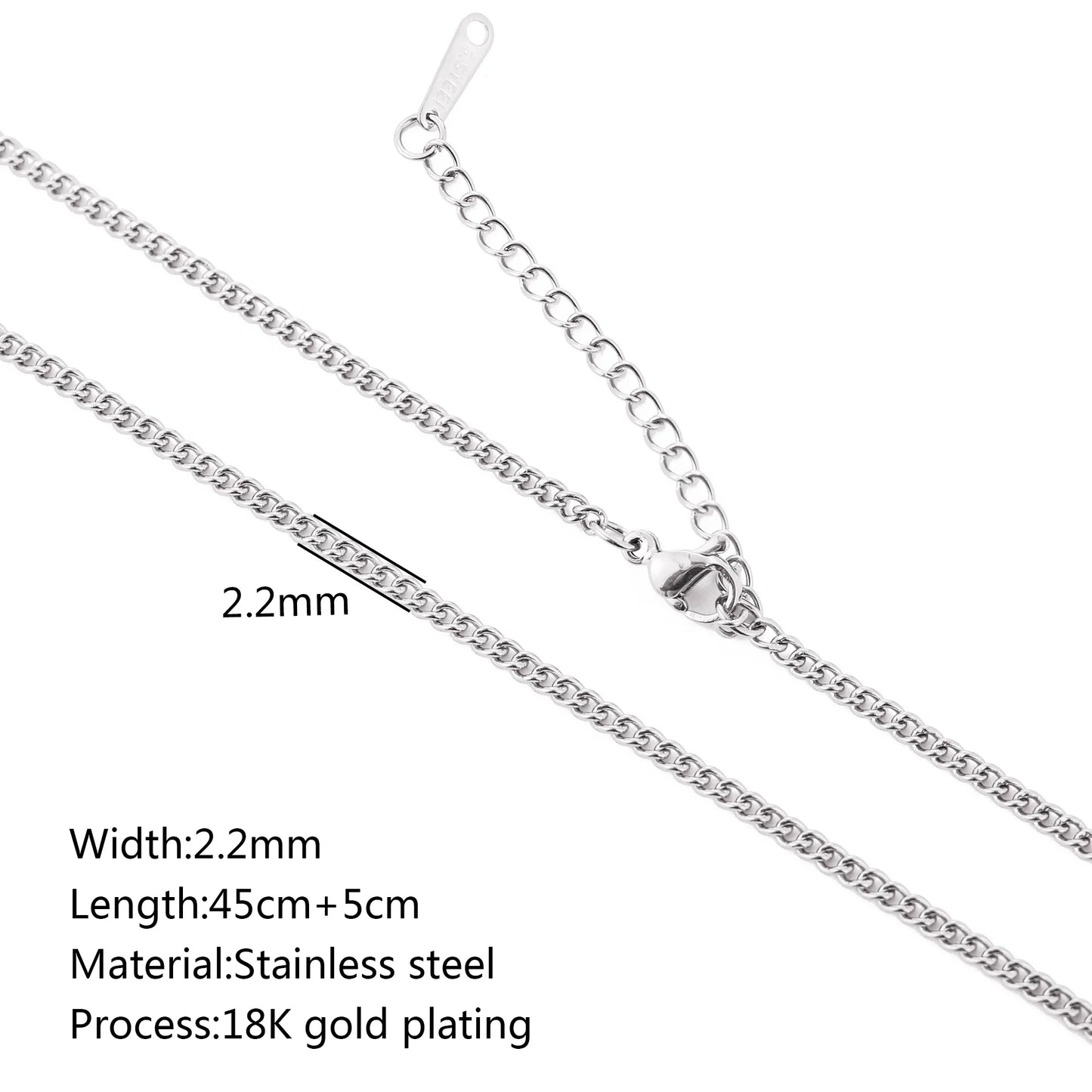 5pc 18K Gold Color PVD Plated Stainless Steel Cuba Cross O Ripple Twisted Chain Necklace Adjustable Chain DIY Necklace Wholesale
