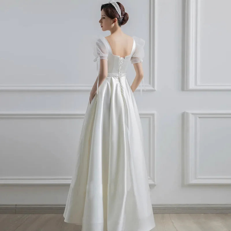 Evening wear Dresses: Elegant Puff Sleeve Evening Formal Dress