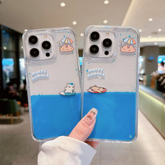 Surfer Puppy Luxury Liquid Silicone iphone 12/13/14/15 Case For iPhone 12/13 Pro 14/15 Pro Max Plus Dynamic Quicksand Cover