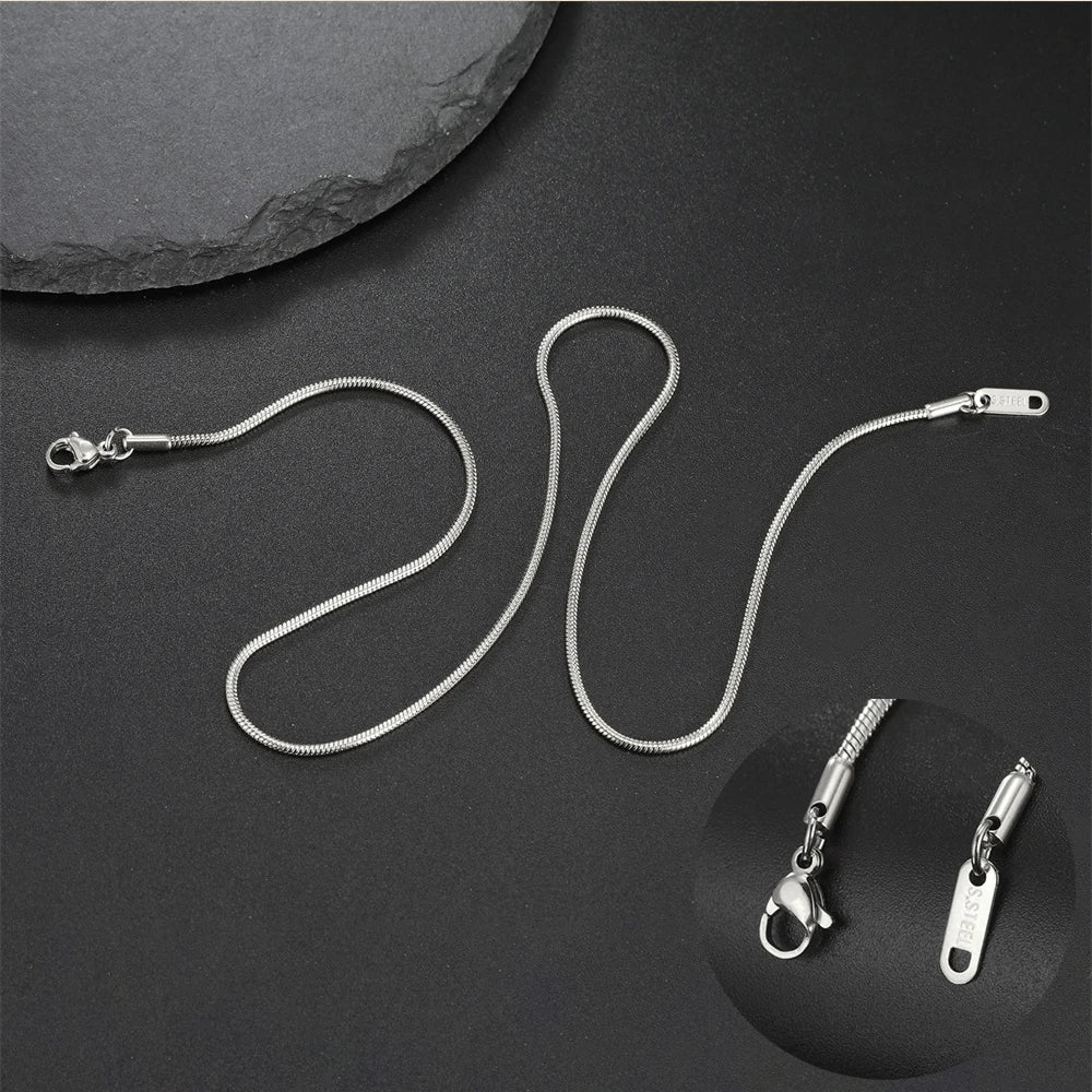 My Shape Round Snake Chain Necklace for Women Men Stainless Steel Link Chain 0.9mm 1.2mm 2mm Chains Choker Fashion Jewelry Gifts