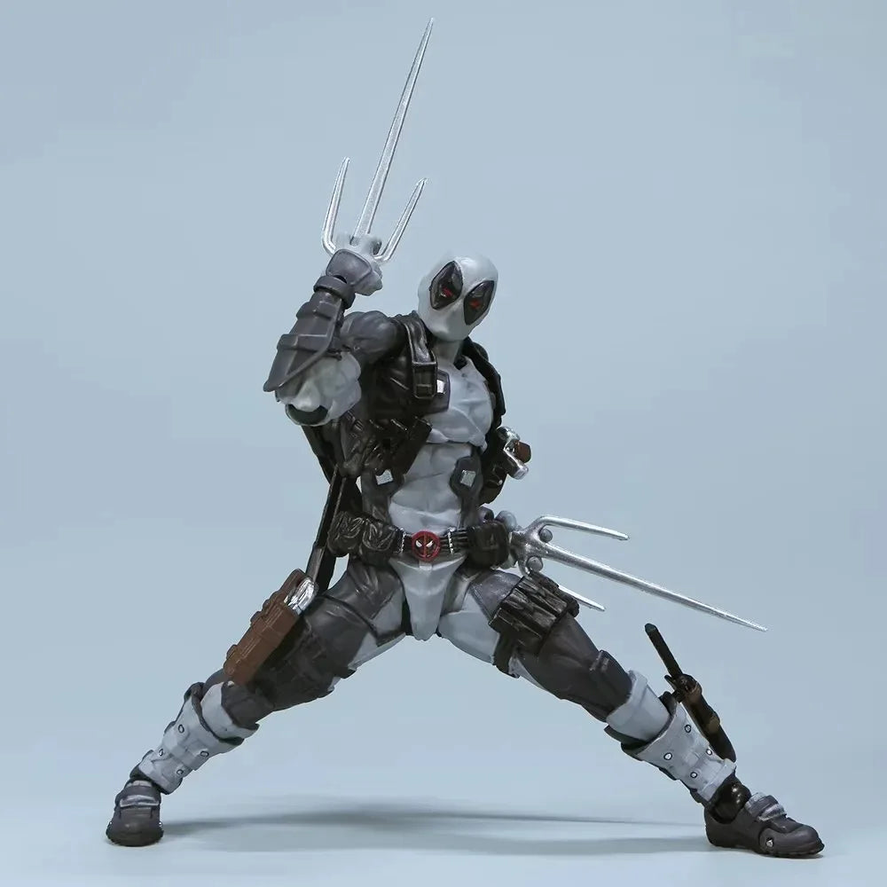 AMAZING YAMAGUCHI Deadpool & Wolverine 2.0 Grey Action Figure Mutants Joint Movable KAIYODO Wade Model Movie Toys for Kids Gift