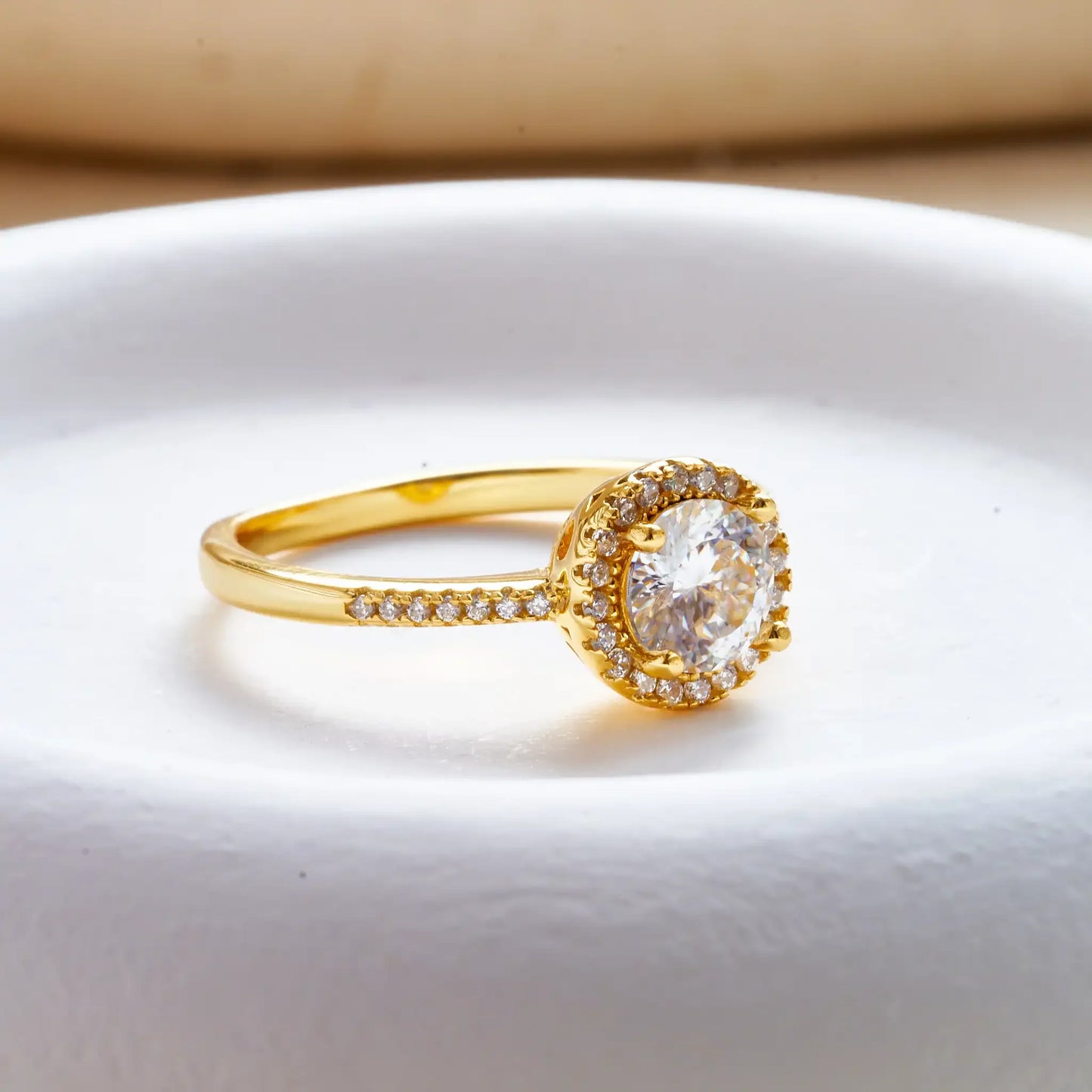 1 Carat Moissanite Ring For Women Solid 925 Silver 18k gold yellow Plated Luxury Wedding Female Jewelry With Certificate Gift