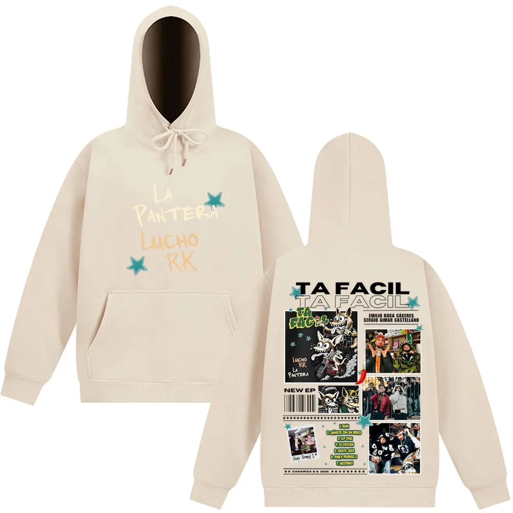 Rapper La Panter Lucho Rk Ta Facil Album 2025 Tour Fashion Print Hoodie Men Women Harajuku Hip-hop Oversized Tracksuit Fan Gifts