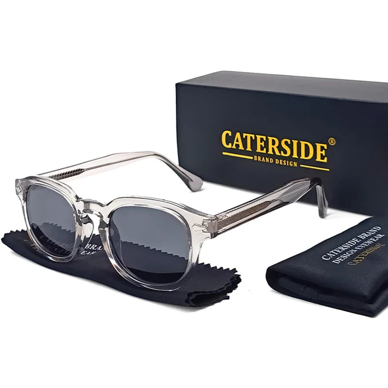 CATERSIDE Retro Round Men Sunglasses Punk Propionic Acid Pin Temple Luxury Sun Glasses Women Sports Leisure Party Eyewear UV400
