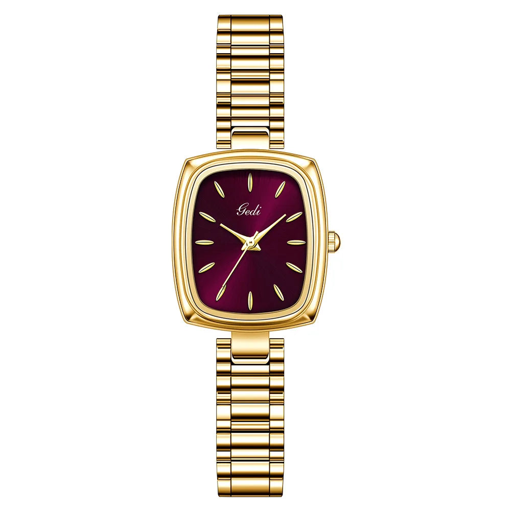 Bracelet Watch Retro TV niche high-end Gold Watches steel strip Waterproof Small Dial Women's Fashion Quartz Clock Wristwatches