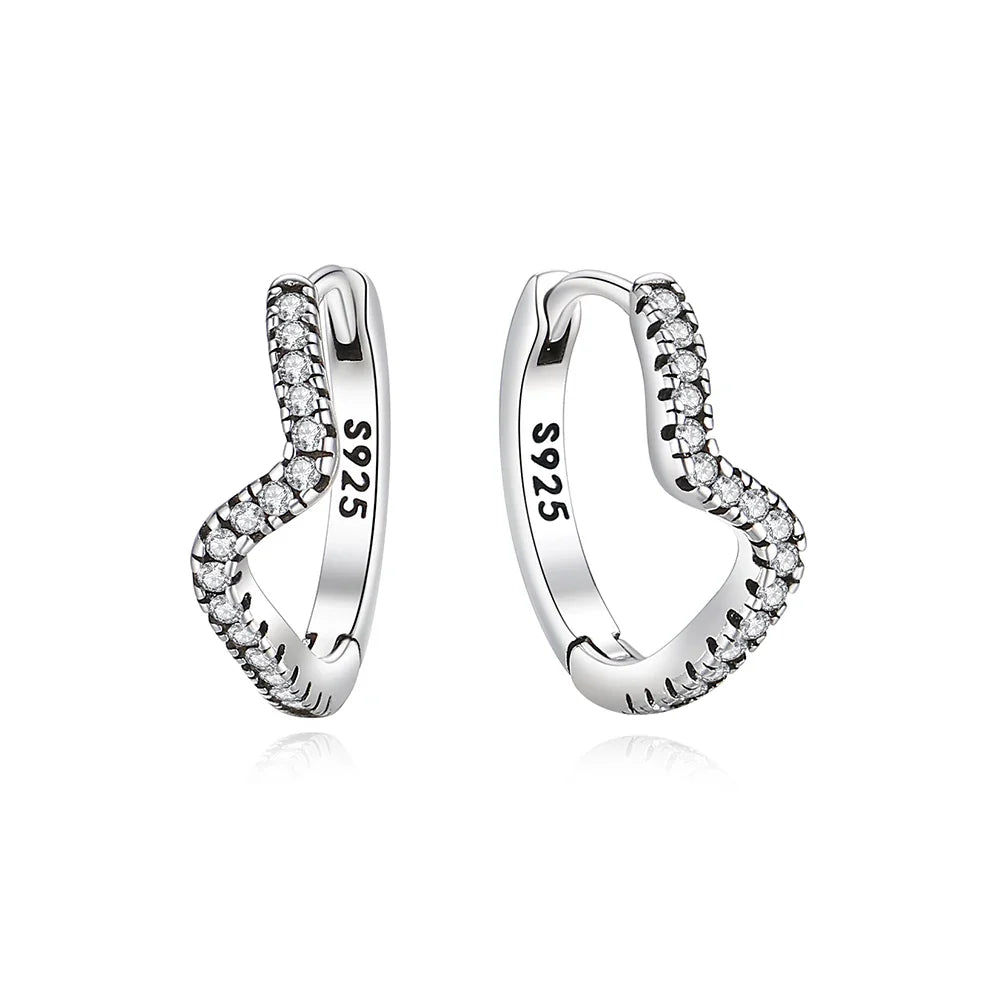 Original 925 Sterling Silver Earrings 2025 Stud Hoop Crystal Earings For Women Rose Gold Crown Heart Infinity Bee Earing Jewelry