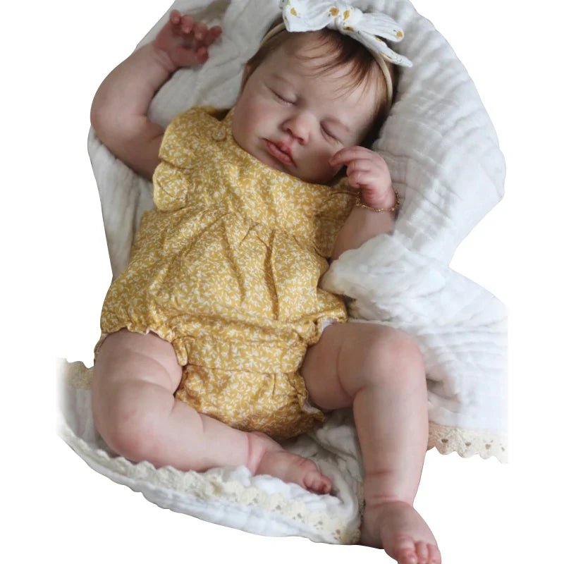 48cm  19inch LouLou Full Vinyl Girl Body Silicone Reborn Doll with Hand Rooted Hair