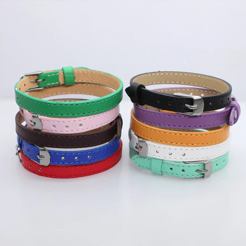 20pcs Real Leather Bracelet Band 8/10mm Width 21cm Length Through Slide Charms Letters Alphabet DIY Jewelry For Women Kids Gift