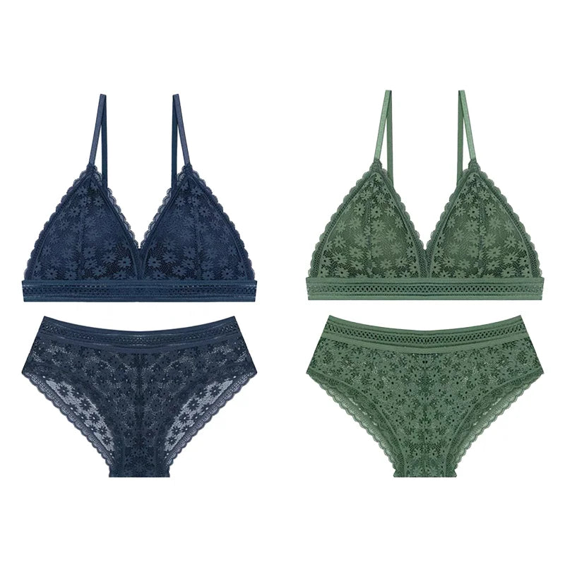 Bra and Panty Set Push Up Seamless Bras Mid Waist Briefs Underwear Sets