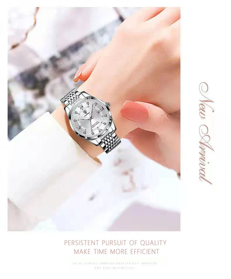 POEDAGAR Top Luxury Fashion Women Watches Waterproof Luminous Date Ladies Quartz Watch Stainless Steel Simple Casual Woman Watch