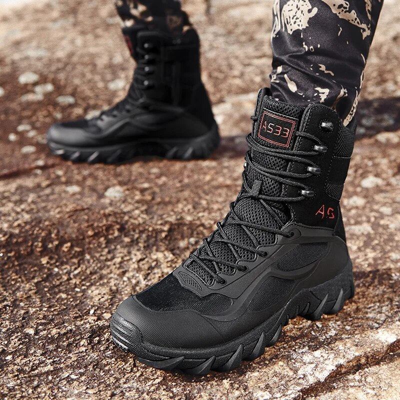 New Men High Quality Brand Military Leather Boots Special Force Tactical Desert Combat Men's Boots Outdoor Shoes Ankle Boots