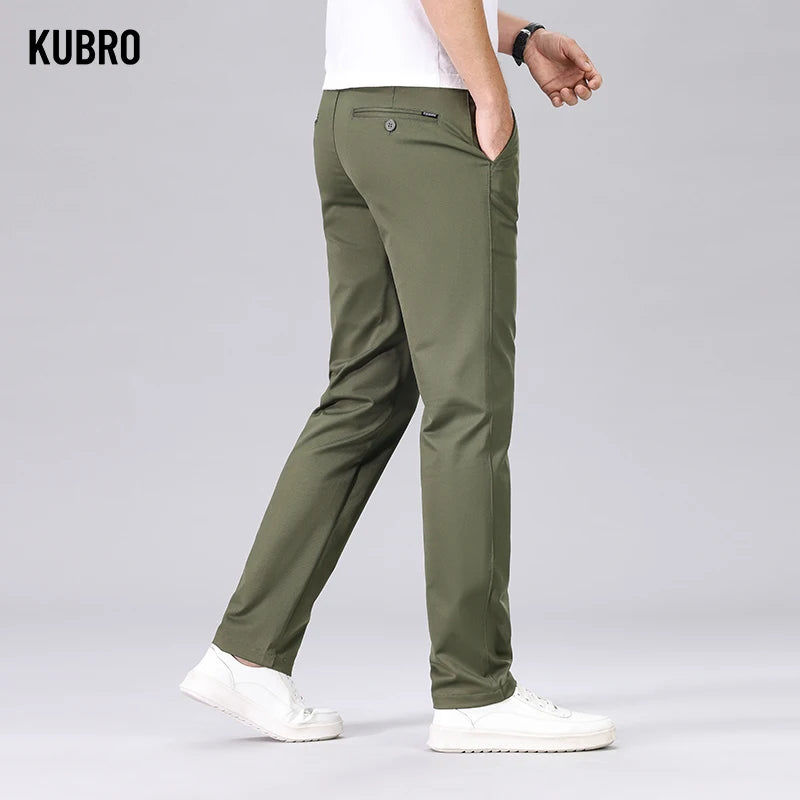 Fashion Business Casual Suit Pants Male Elegant Slim Elastic Straight Office Trousers