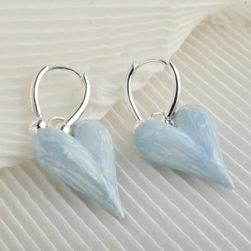 Fashion Jewelry Sweet Korean Temperament Heart Earrings For Women Party Gifts Simply Design Ear Accessories 2025 Trend New