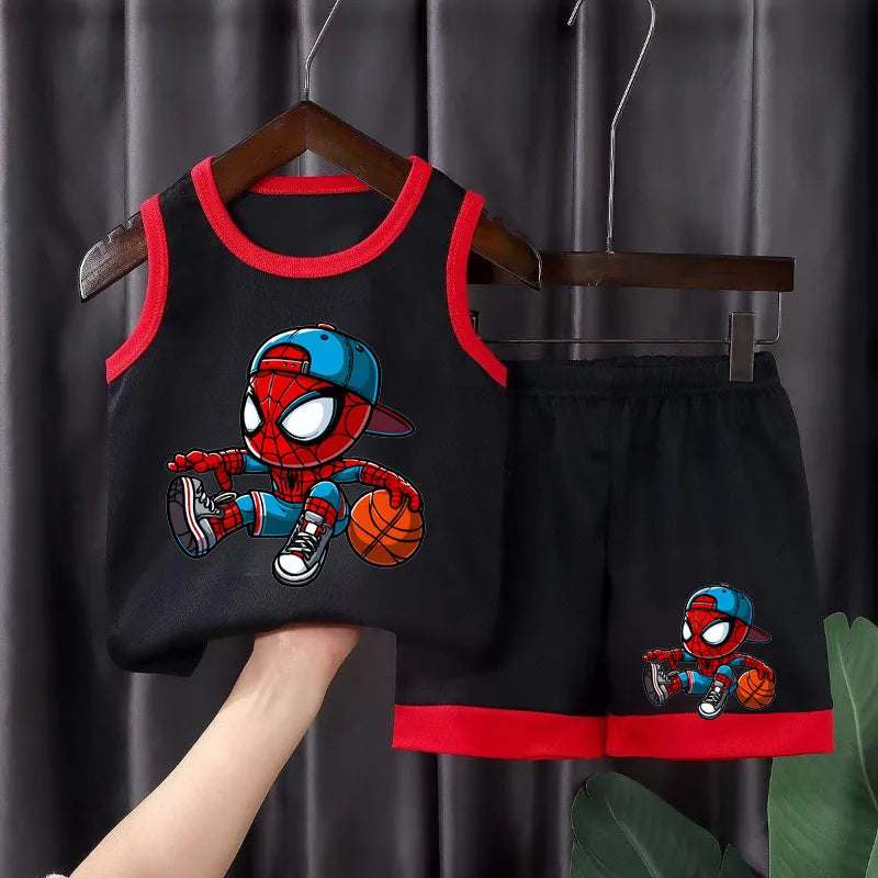Children's Sport Clothes Sets Breathable Comfortable Mesh Casual Outfits for Boys Basketball Vest and Shorts 2pcs Suit