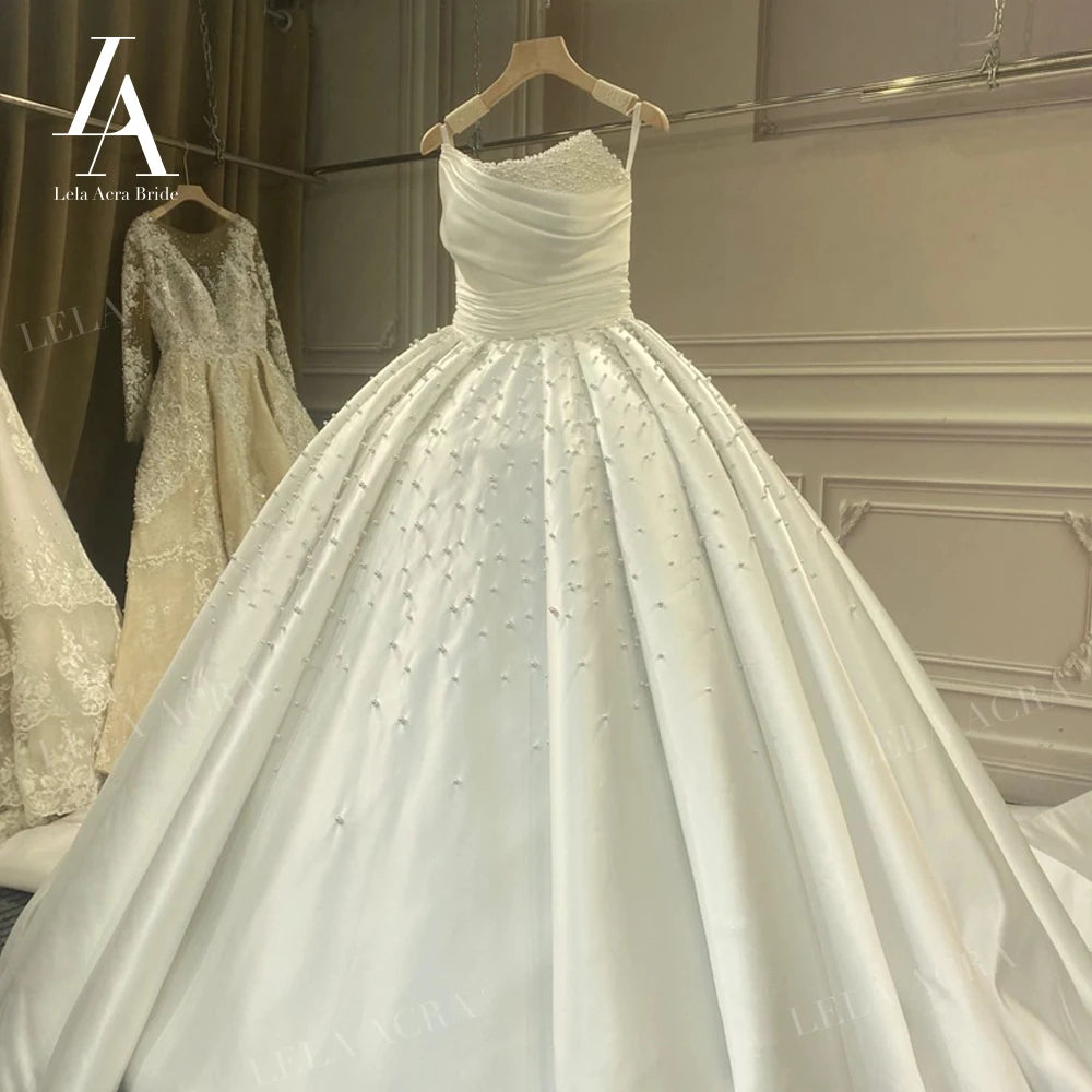 White Bridesmaid Dresses: Wedding Dresses for women Sleeveless Court Train Princess