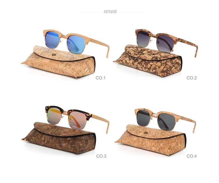 Kenbo High Quality Round Wood Bamboo Grain Polarized Sunglasses With Case Fashion Women Man Shades Wooden Sunglasses