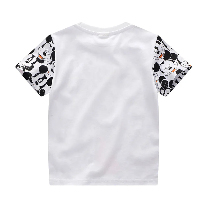 2025 New Summer Baby Boys Clothing Set Kids Cartoon Mickey Mouse T-shirt + Jeans Pants 2Pcs for Children Tracksuits Clothes