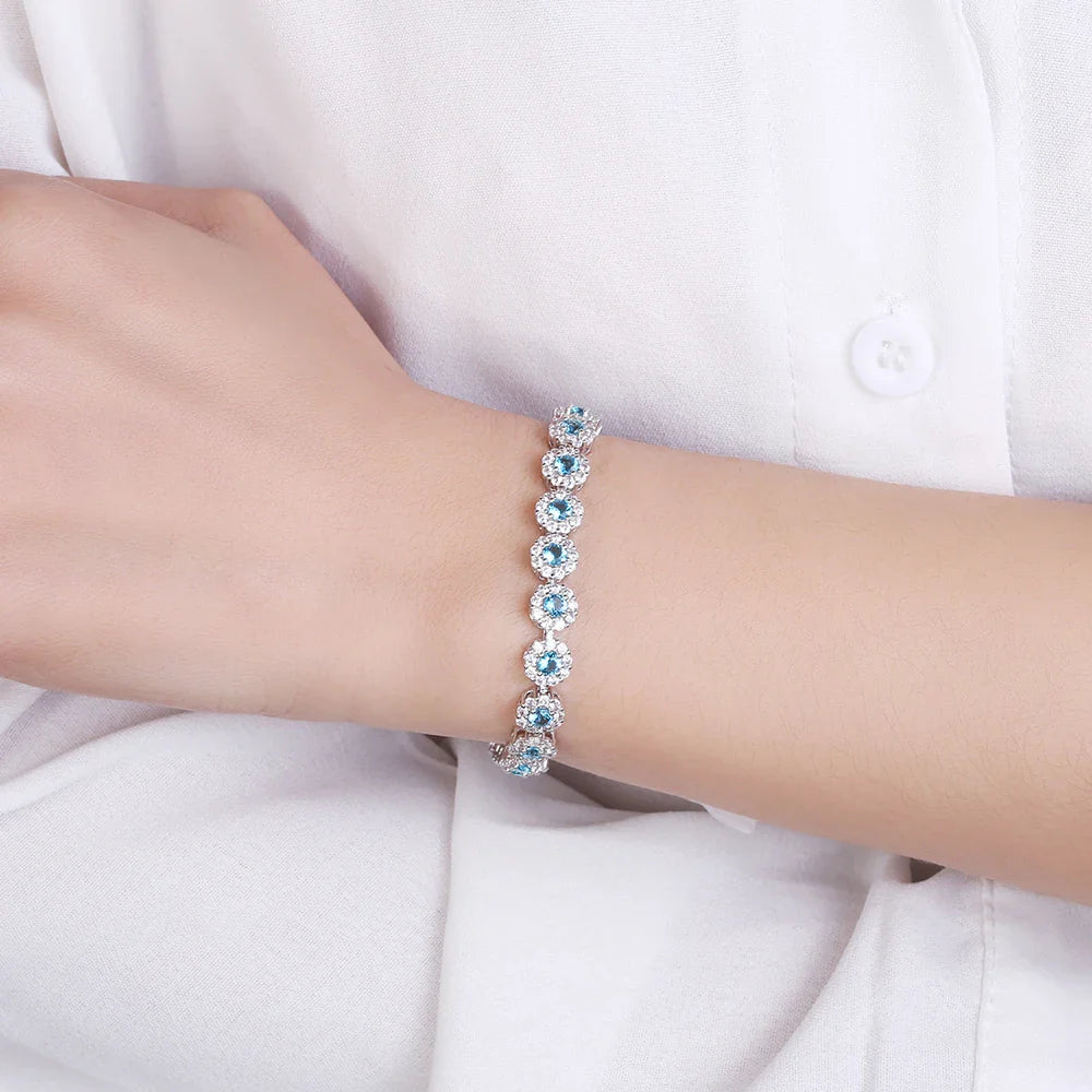 Shining Tennis Bracelet for Women S925 Silver Plated Cubic Zirconia Crystal Bangle Elegant Exquisite Jewelry Wedding Gift FCGJHW