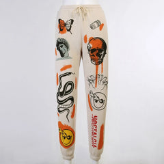 Women Sweatpants Joggers Y2K Harajuku Cartoon Skull Printed Streetwear Sweatpants