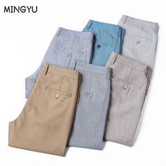 Men's Straight-fit Casual Pants Summer Business Straight Stretch Light Grey Khaki