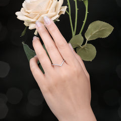 Silver V Shape Stackable Wedding Ring for Woman Yellow Rose Gold Plated