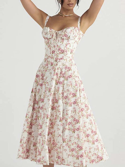 Evening wear Dresses: Women Long Dress Chic Short Sleeve Spaghetti Dress