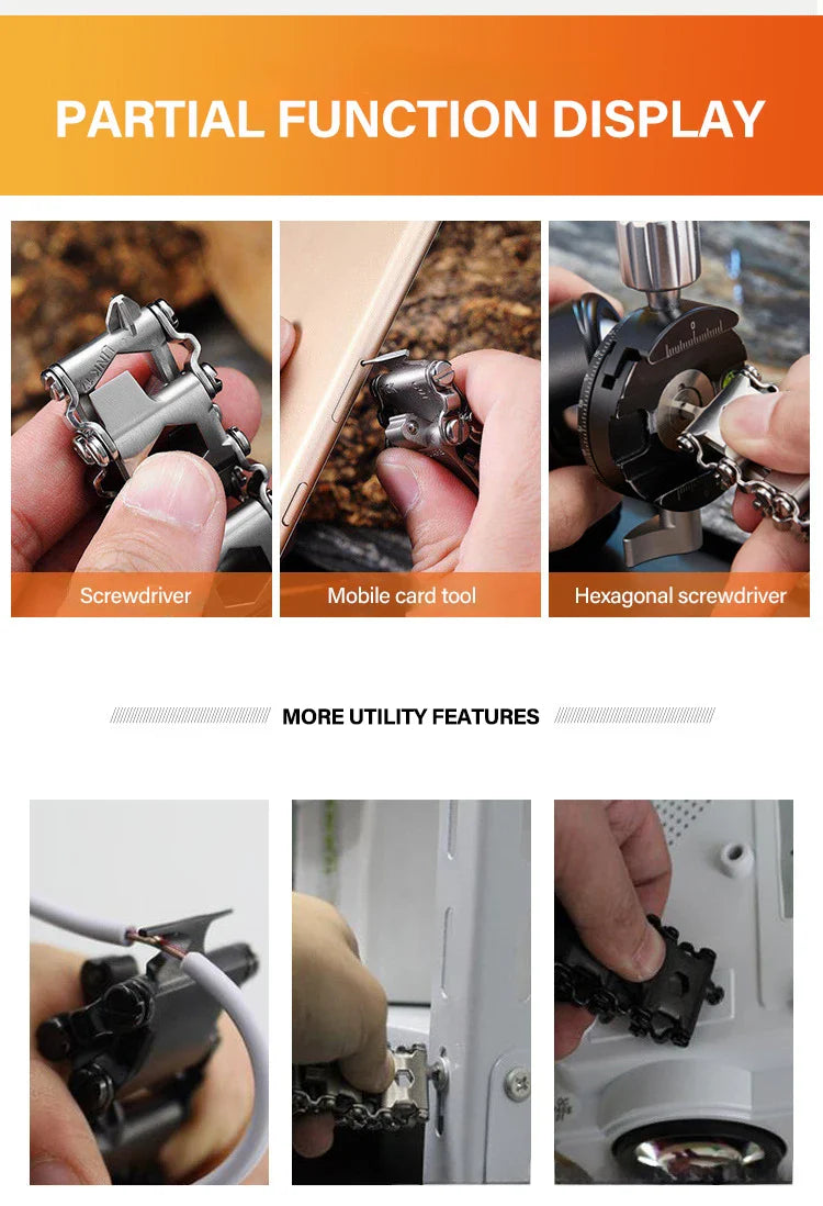 Multifunctional Bracelet Stainless Steel Men's Outdoor Tool Bracelet 29 in 1 Bracelet European and American Couple Watch Strap