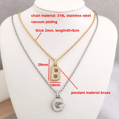 Initial Charm A-Z Letters Necklace Women Men Choker Stainless Steel Rope