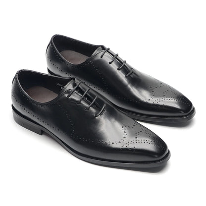 Classic Black Brown Mens Dress Shoes Genuine Leather Wingtip Oxford Shoes Lace-Up Brogue Formal Shoes for Business Wedding Party