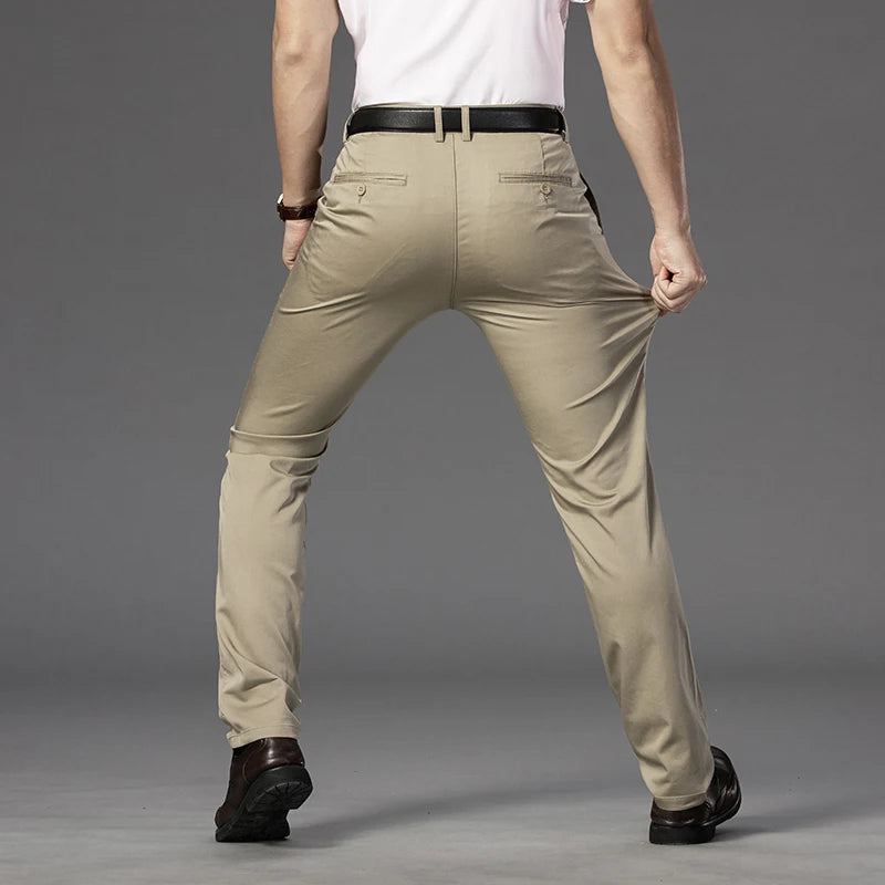 Men's Spring Autumn Fashion Business Casual Long Pants Suit Pants Male Elastic